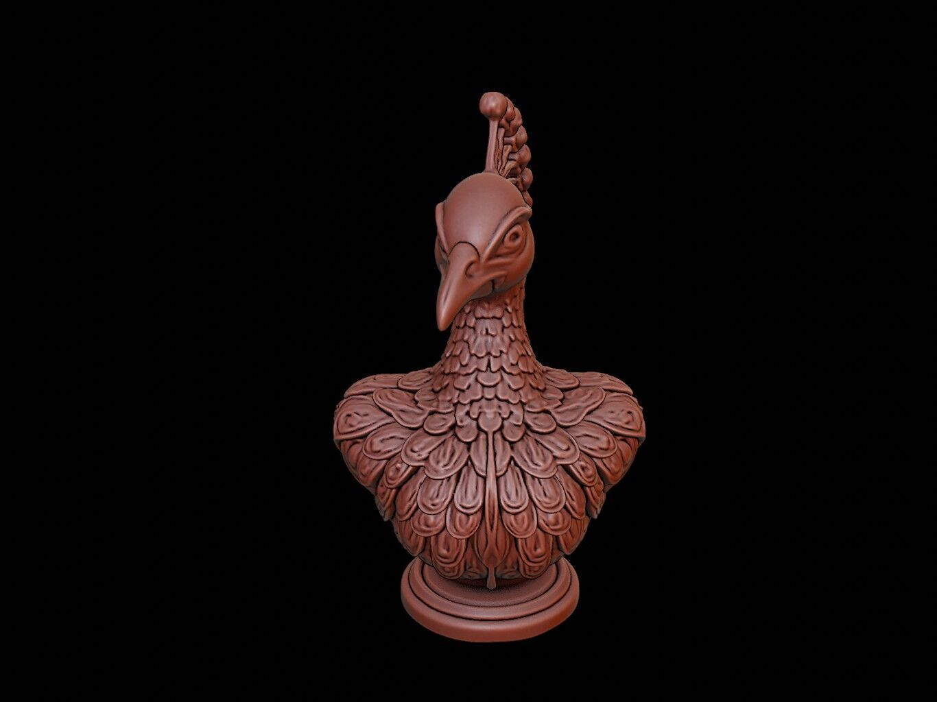 Peacock Animal Bust 3D print model_2