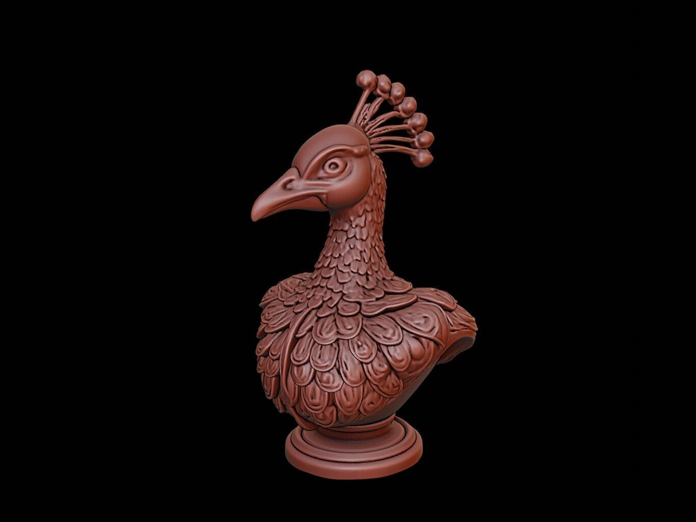 Peacock Animal Bust 3D print model_1