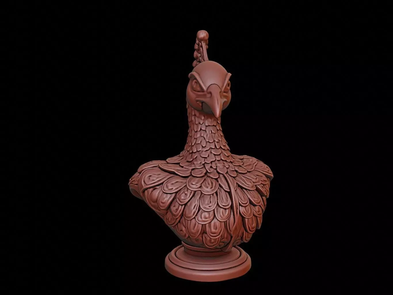Peacock Animal Bust 3D print model_0