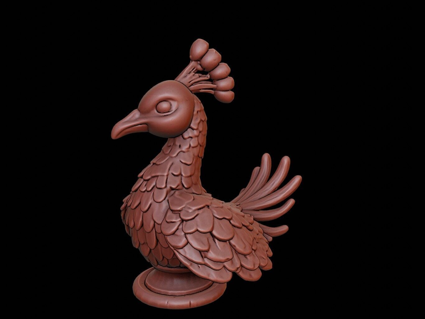 Peacock Animal Bust 3D print model_1