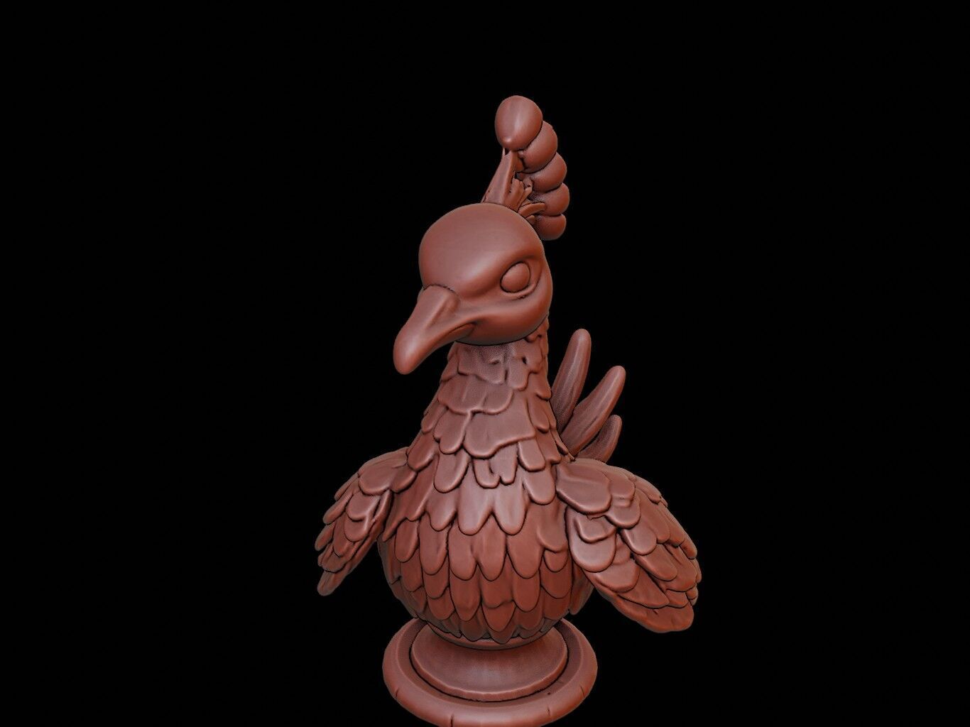 Peacock Animal Bust 3D print model_2