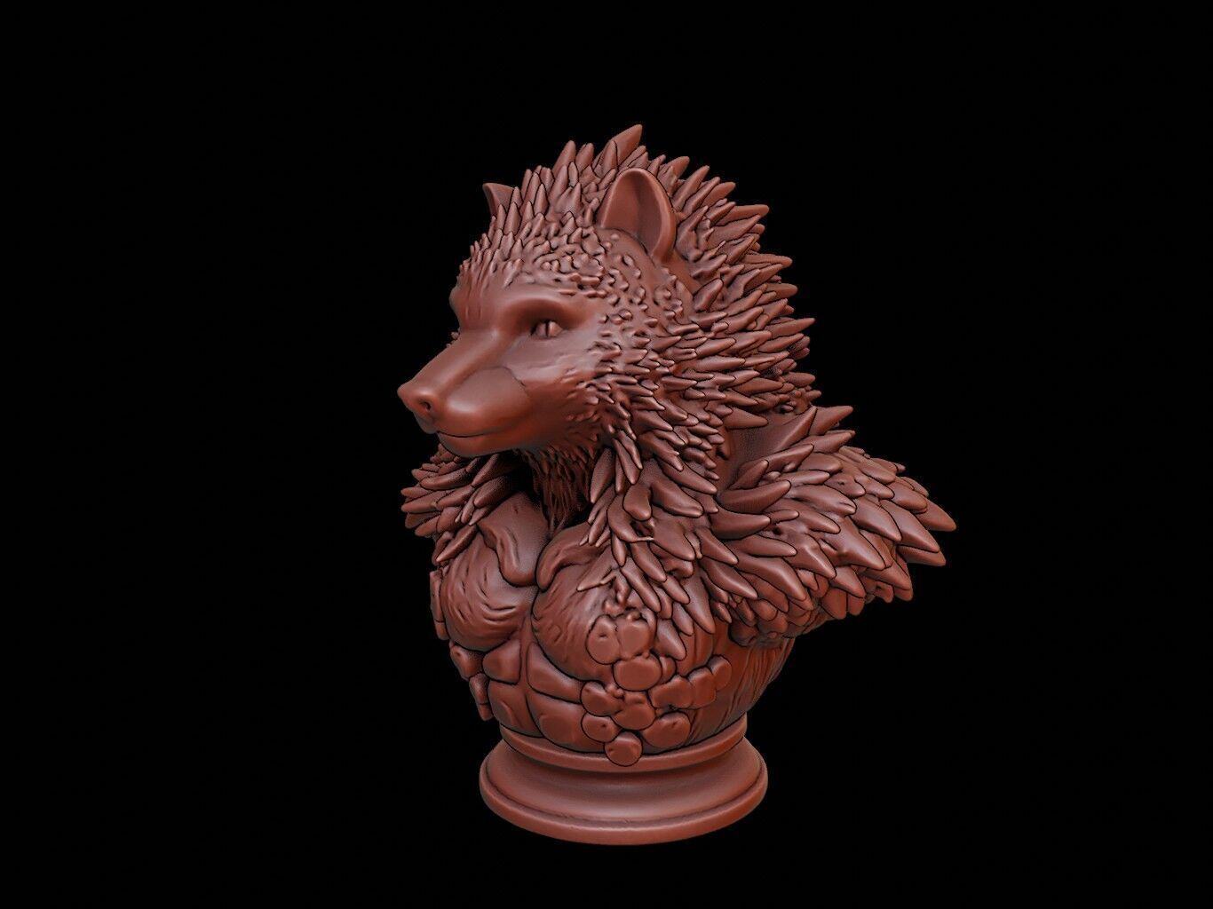 Porcupine Animal Bust 3D print model_1
