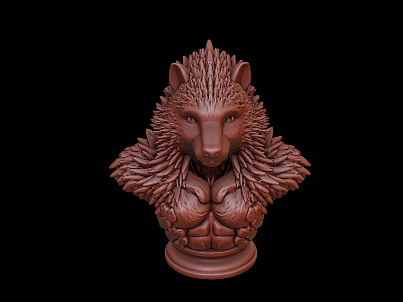 Porcupine Animal Bust 3D print model_2