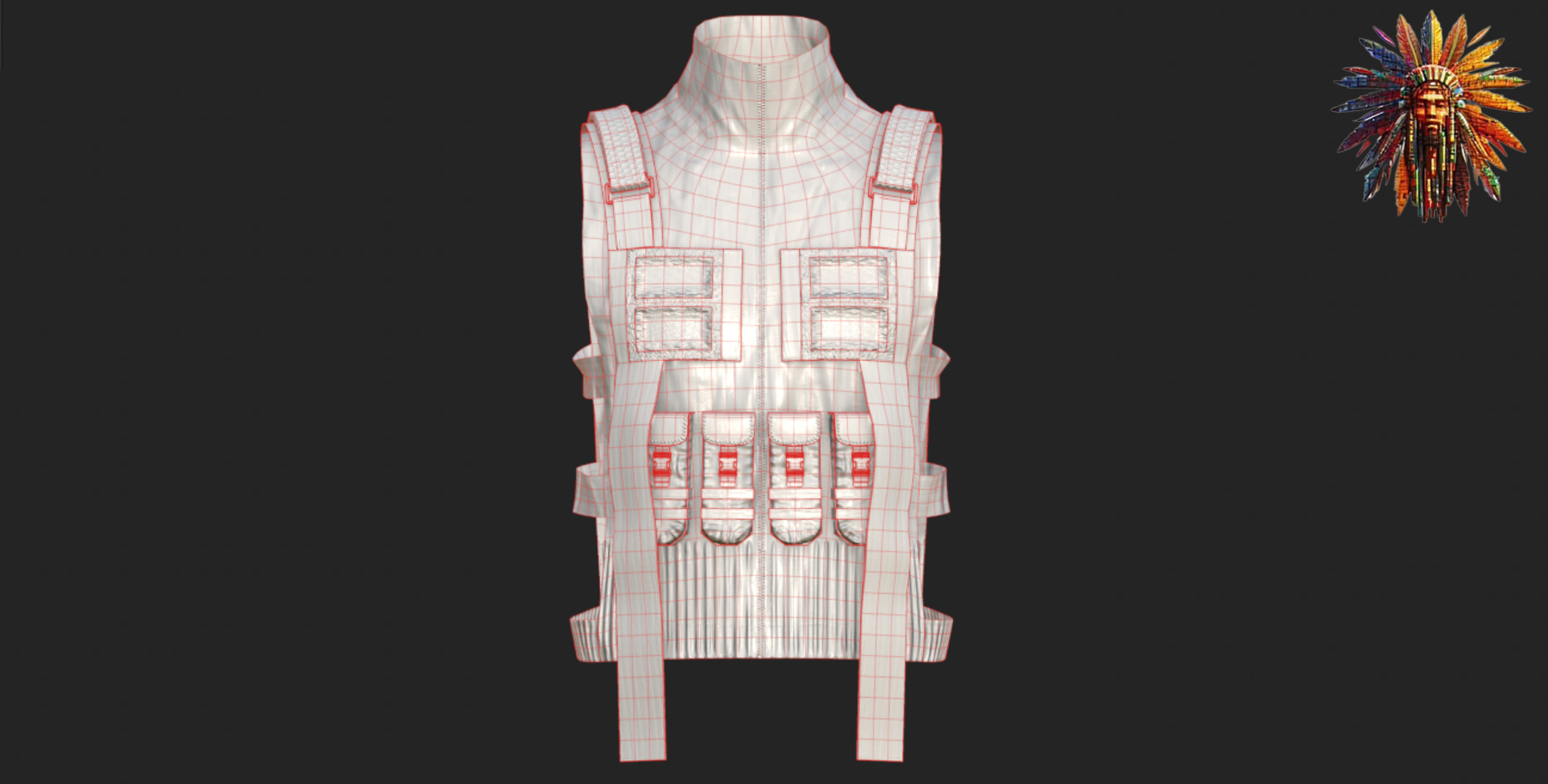 Military Tactical Vest Game Ready 3D Model Low-poly 3D model_9