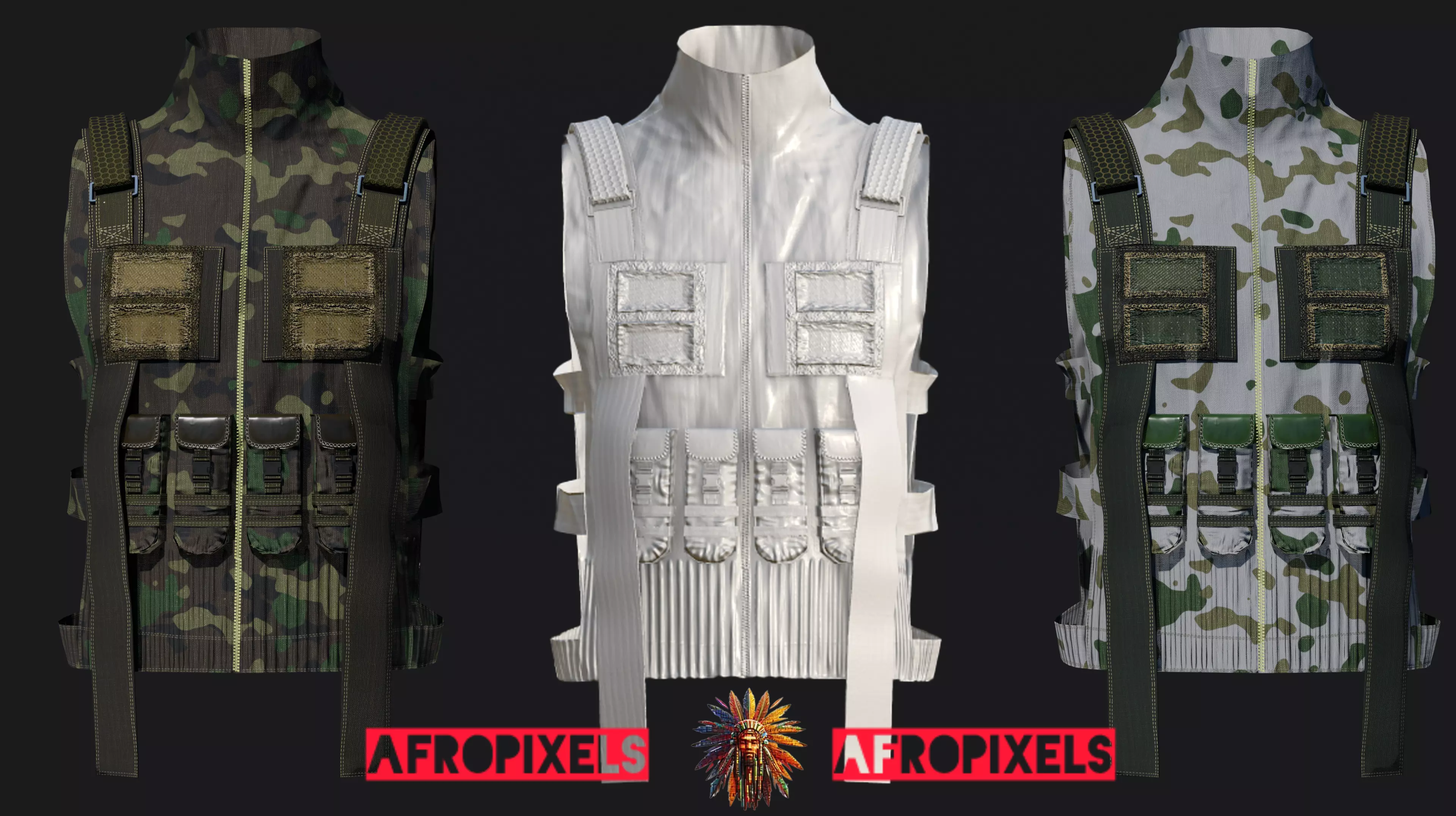 Military Tactical Vest Game Ready 3D Model Low-poly 3D model_0