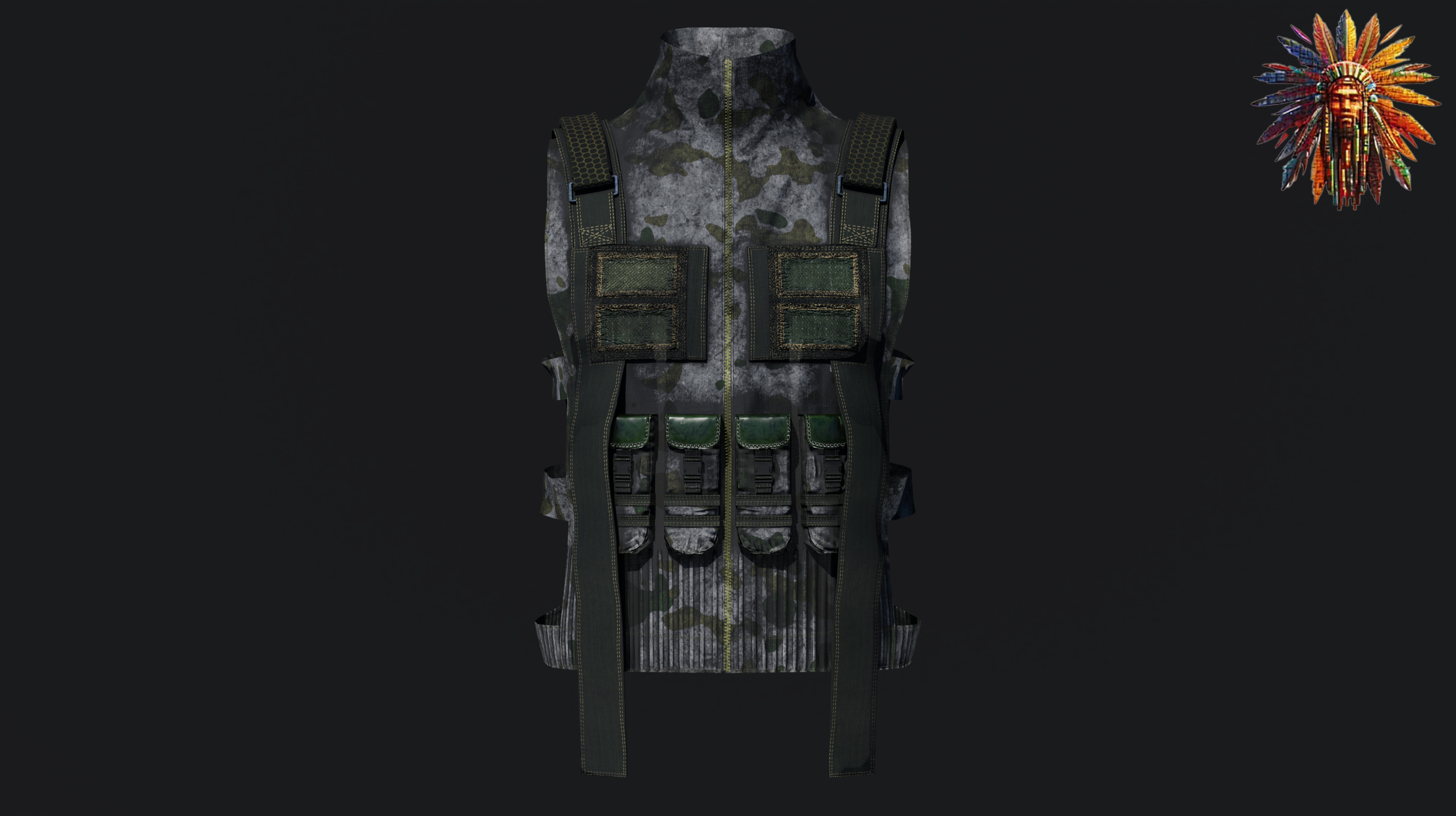 Military Tactical Vest Game Ready 3D Model Low-poly 3D model_1