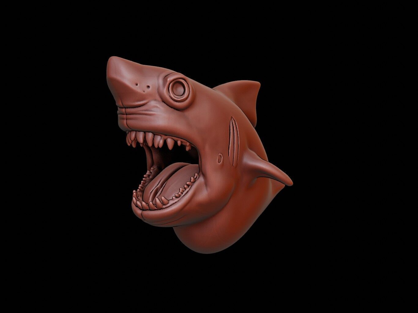Shark Animal Bust 3D print model_1