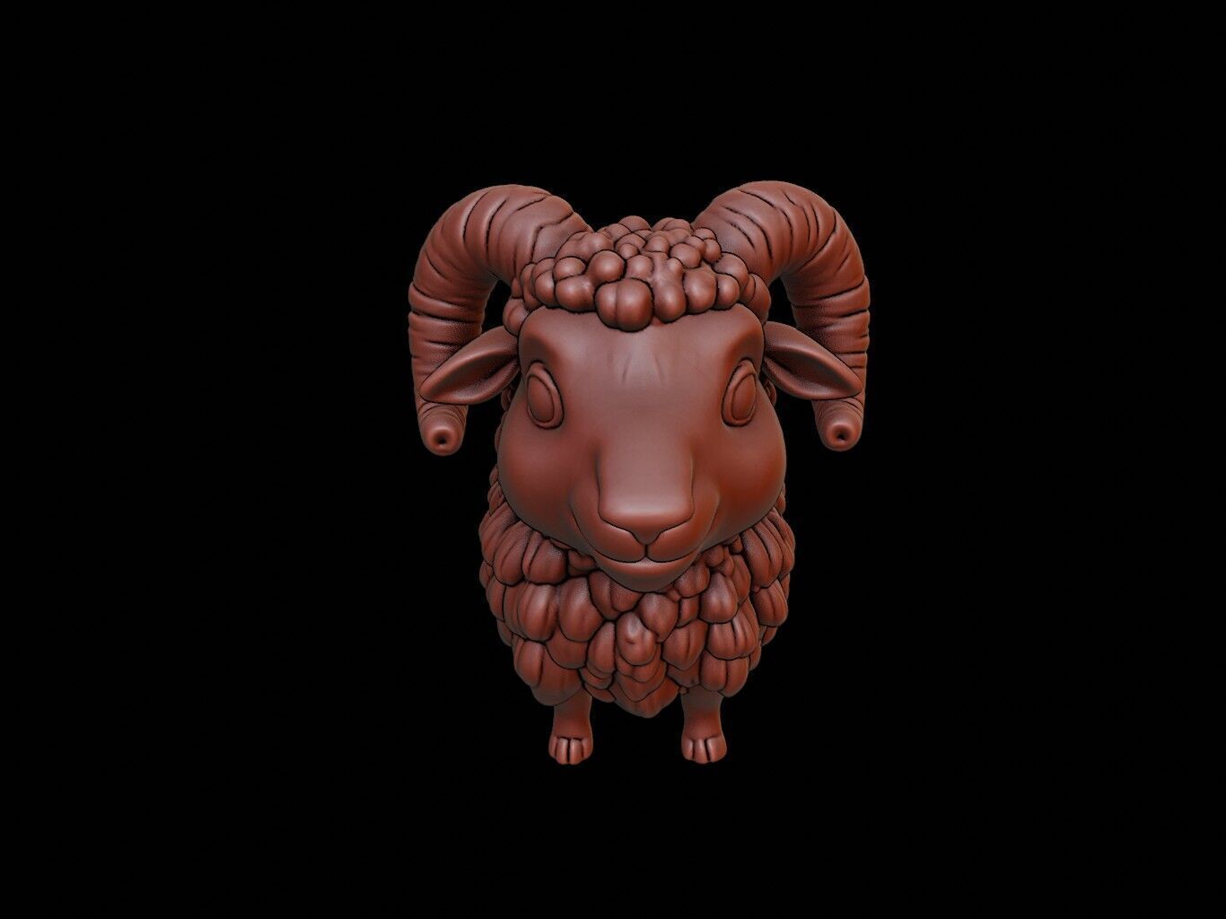 Sheep Animal Bust 3D print model_2