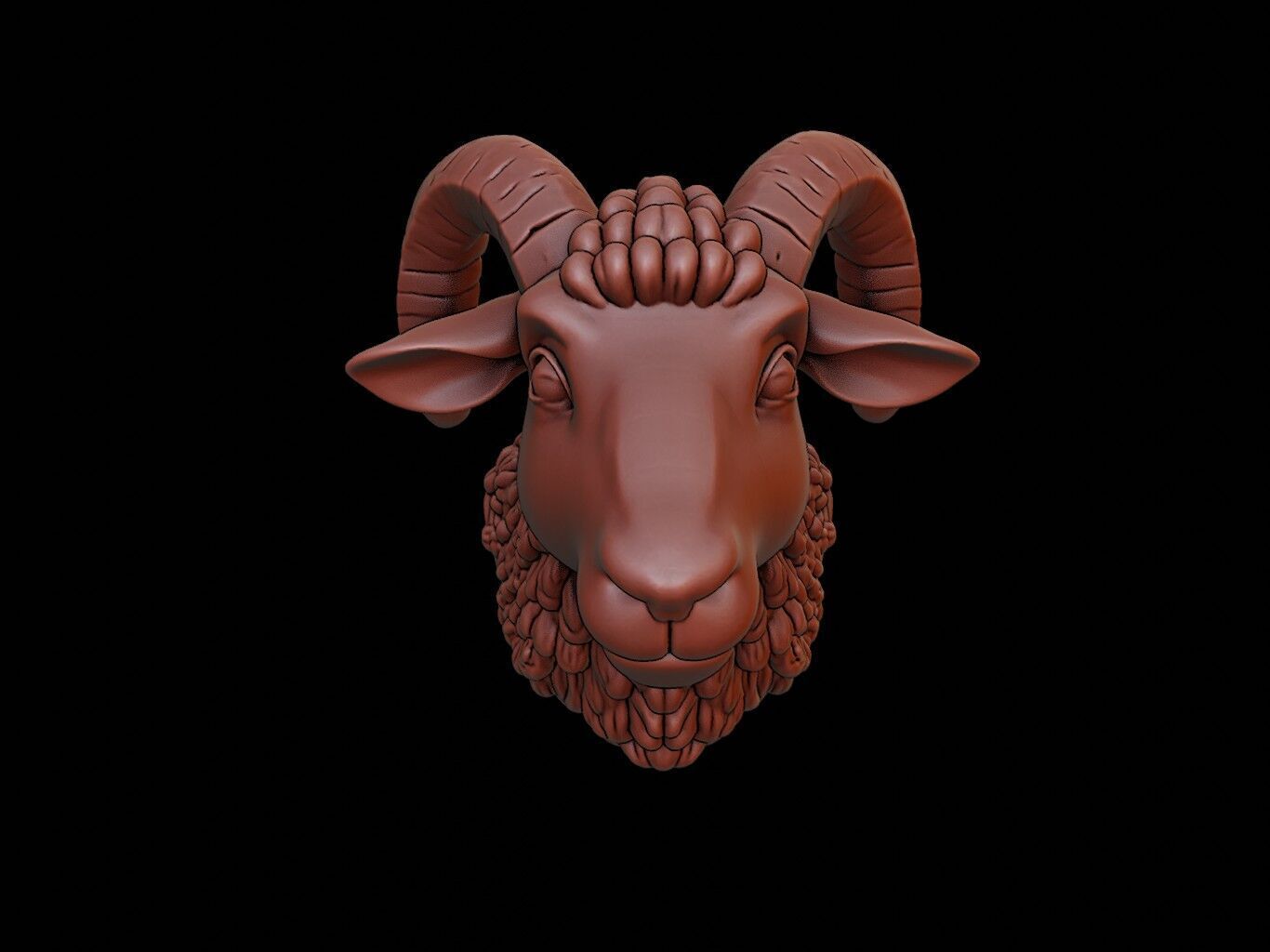 Sheep Animal Bust 3D print model_2