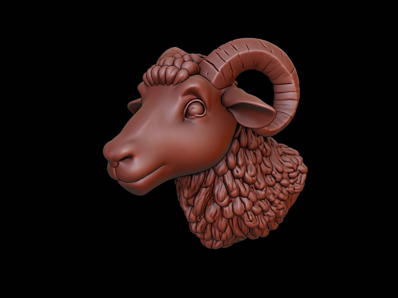 Sheep Animal Bust 3D print model_1