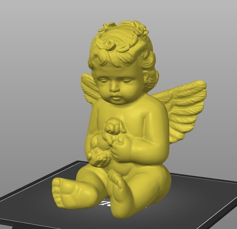 cherub holding puppy decoration 3D print model_7