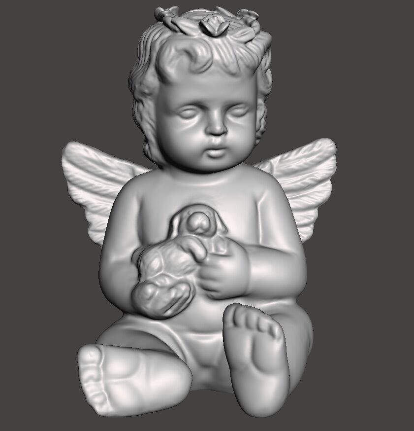 cherub holding puppy decoration 3D print model_6