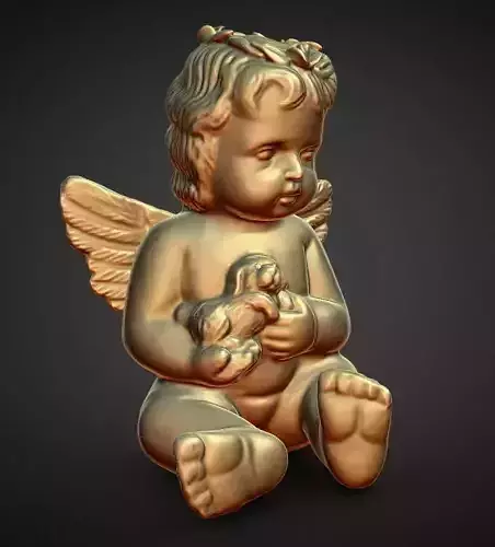 cherub holding puppy decoration