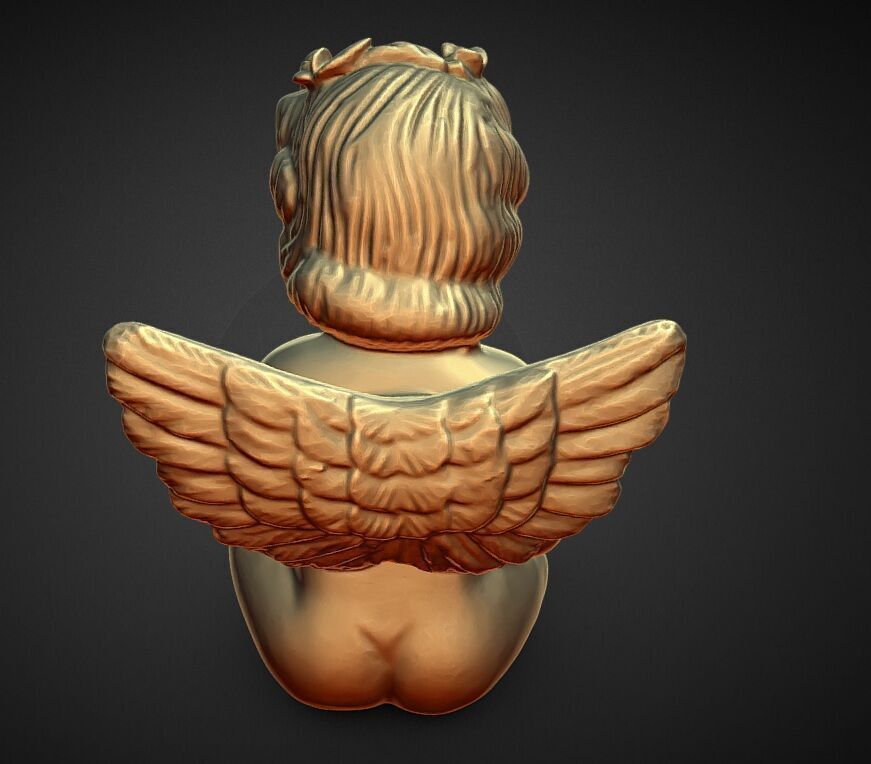 cherub holding puppy decoration 3D print model_3