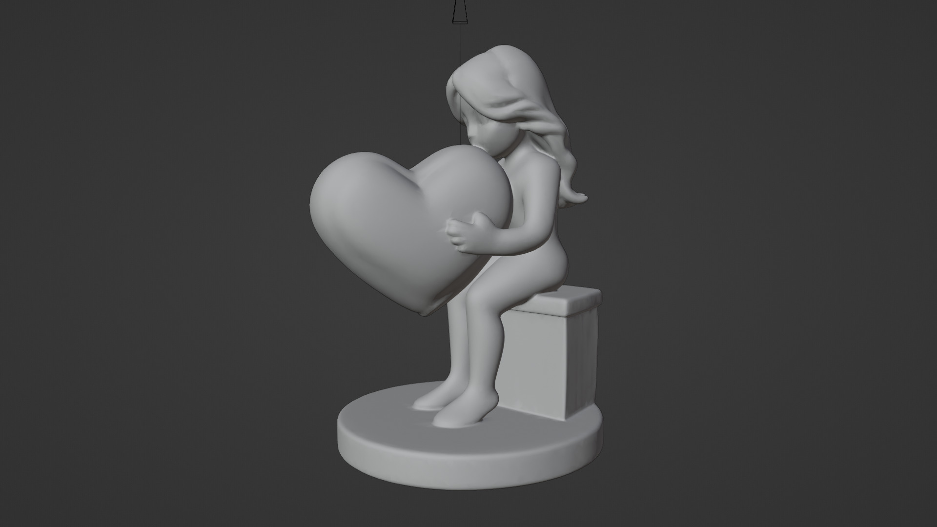 girl holding heart gift Low-poly 3D model_6