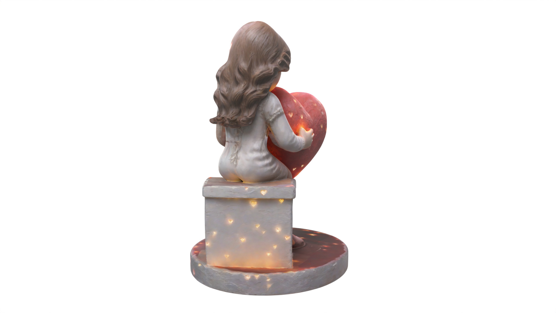 girl holding heart gift Low-poly 3D model_4