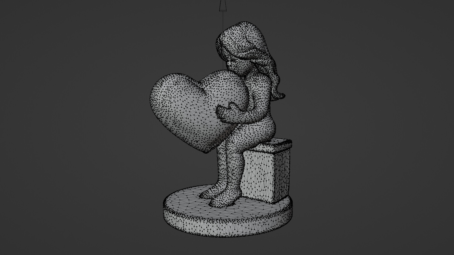 girl holding heart gift Low-poly 3D model_5