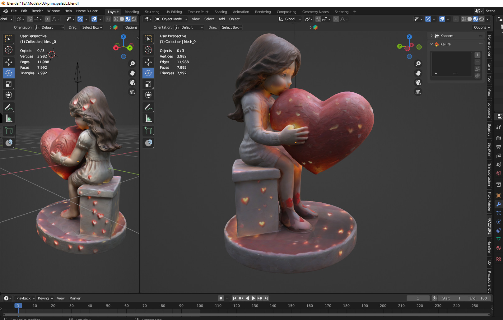 girl holding heart gift Low-poly 3D model_2