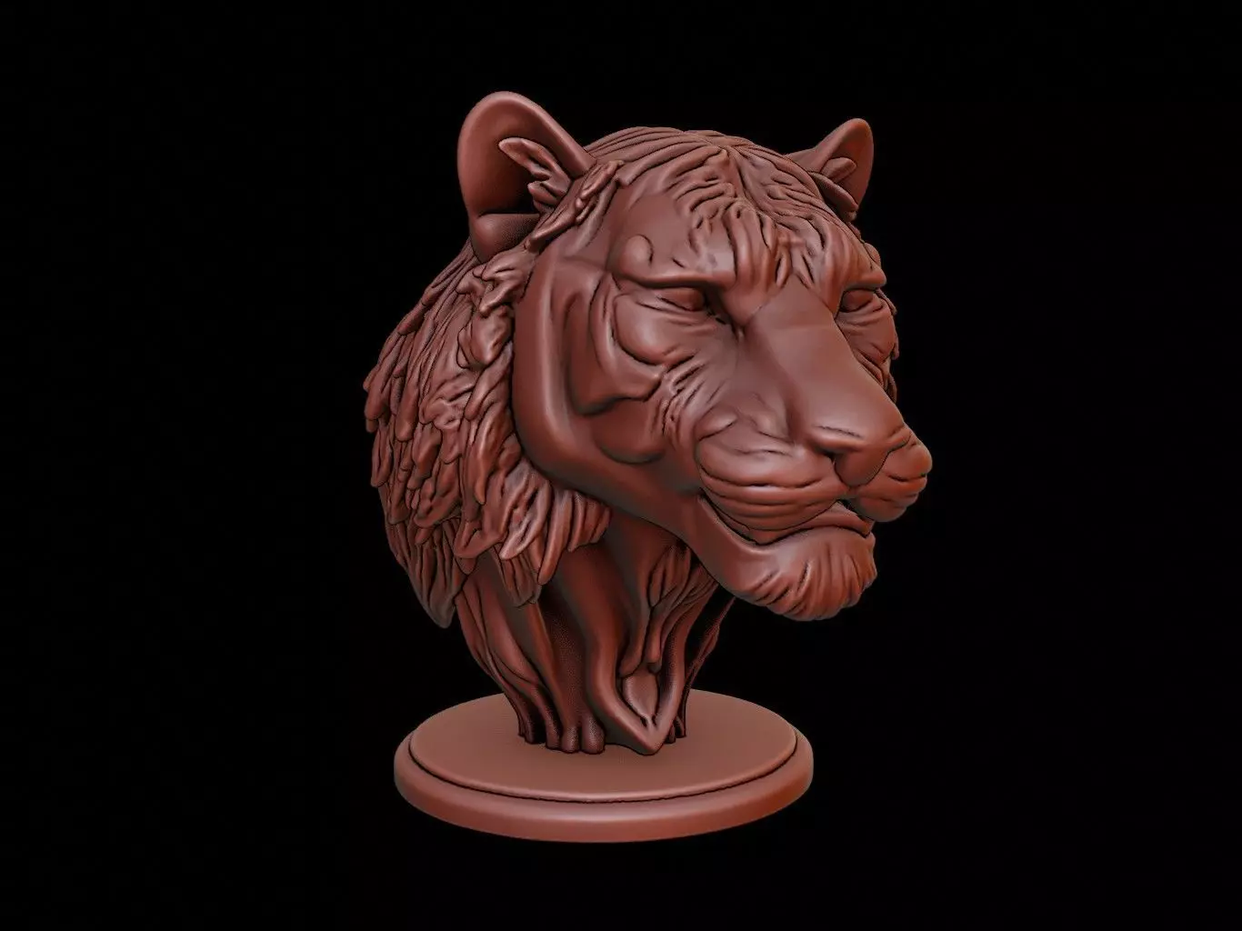 Tiger Animal Bust 3D print model_0