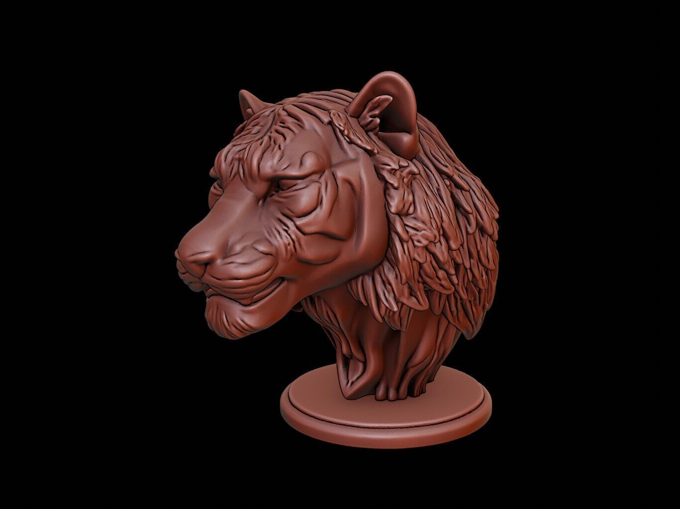 Tiger Animal Bust 3D print model_1