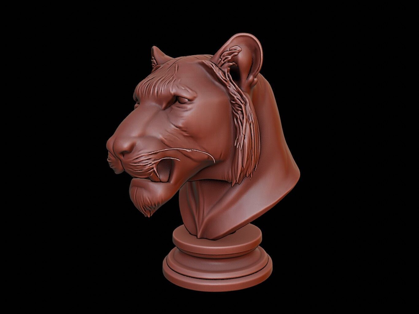 Tiger Animal Bust 3D print model_1