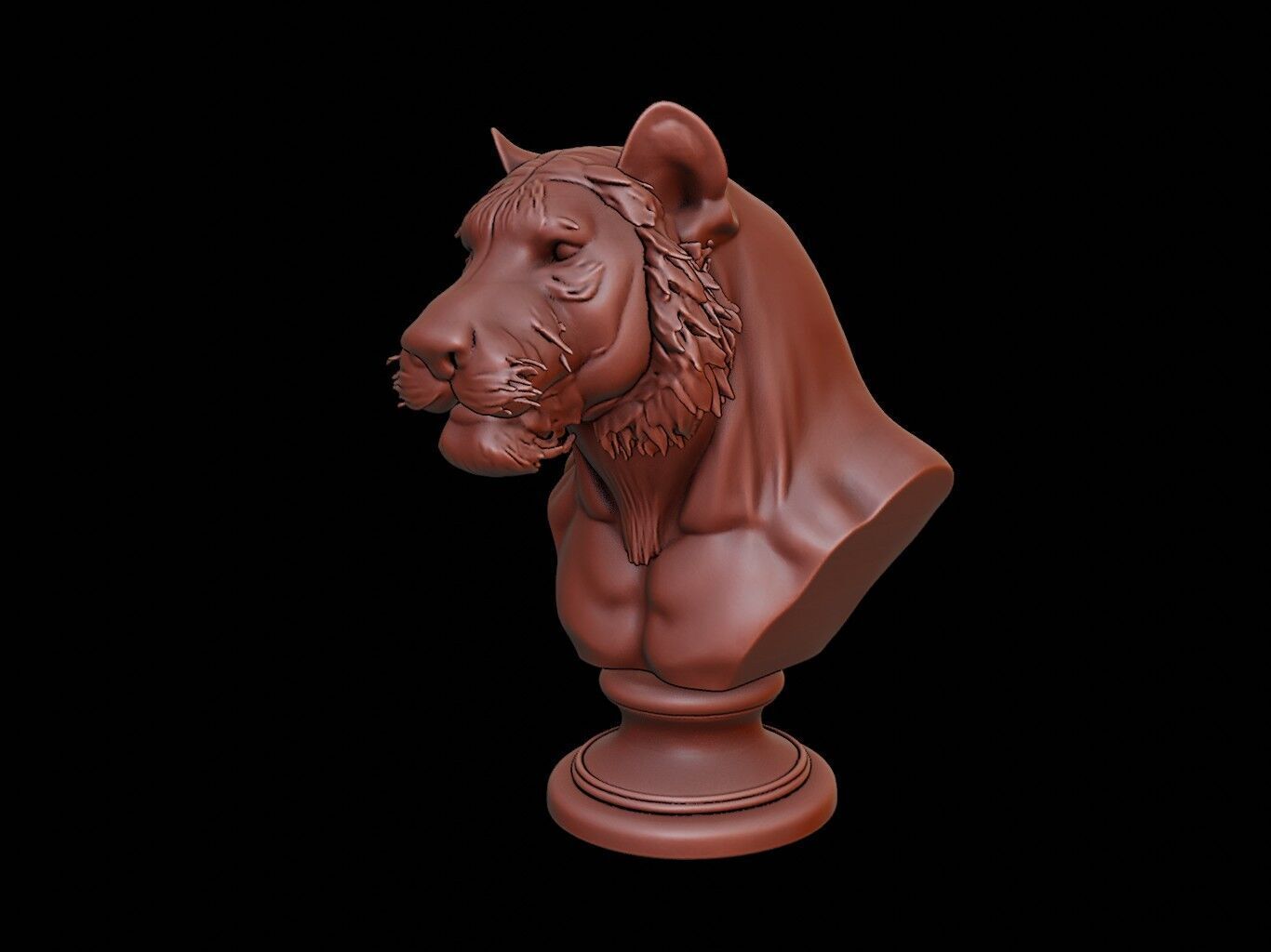 Tiger Animal Bust 3D print model_1