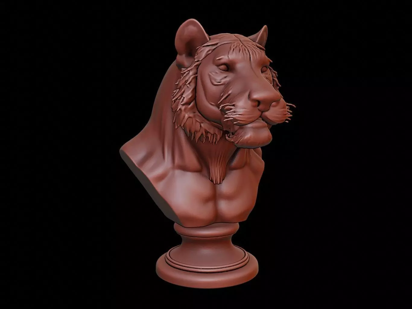 Tiger Animal Bust 3D print model_0