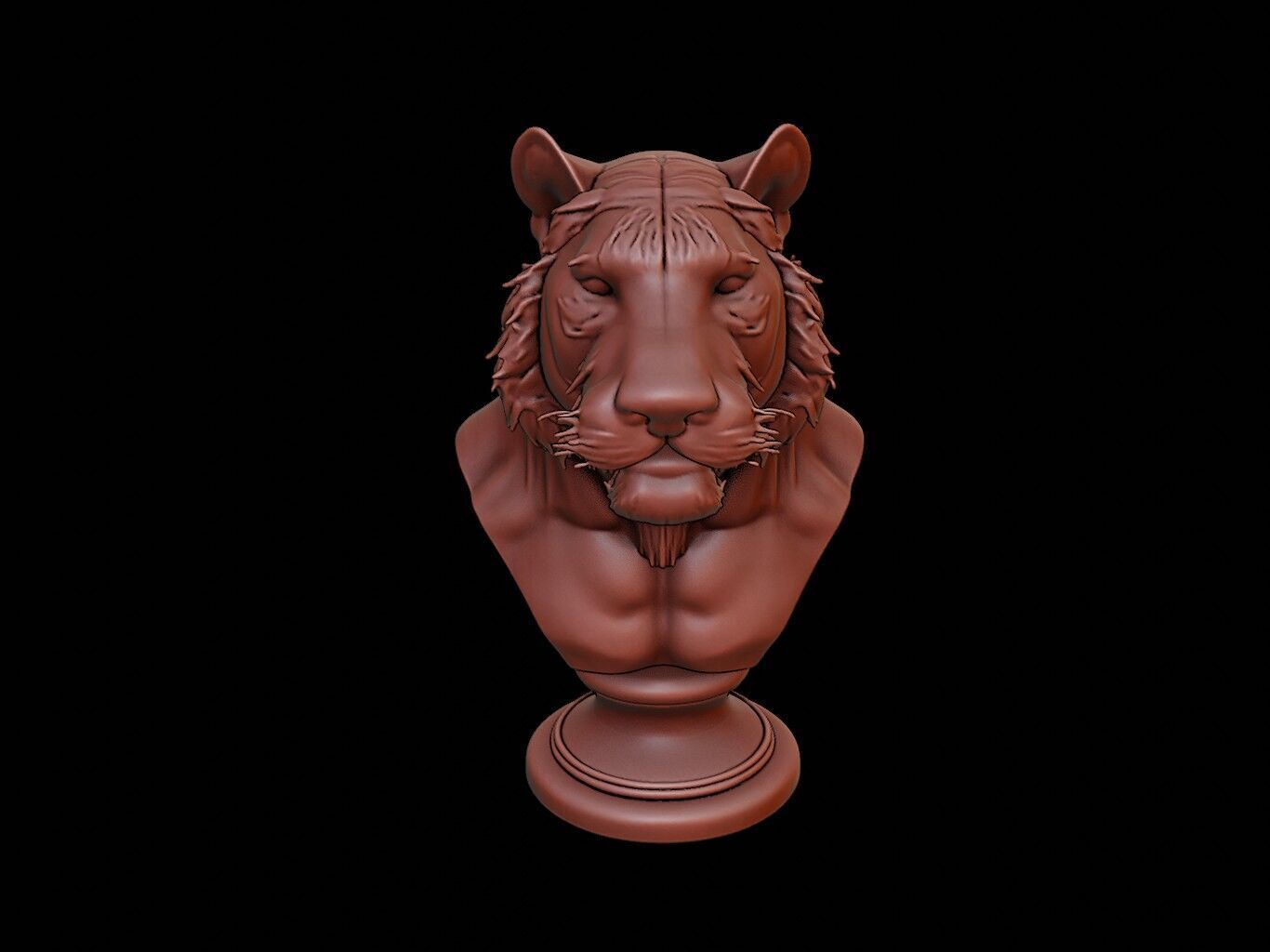 Tiger Animal Bust 3D print model_2