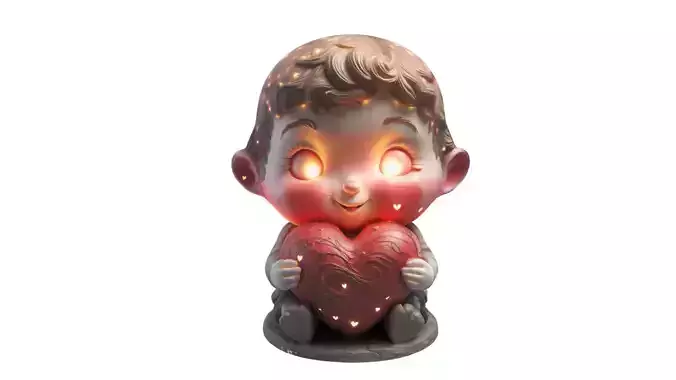 child holding heart Low-poly 3D model