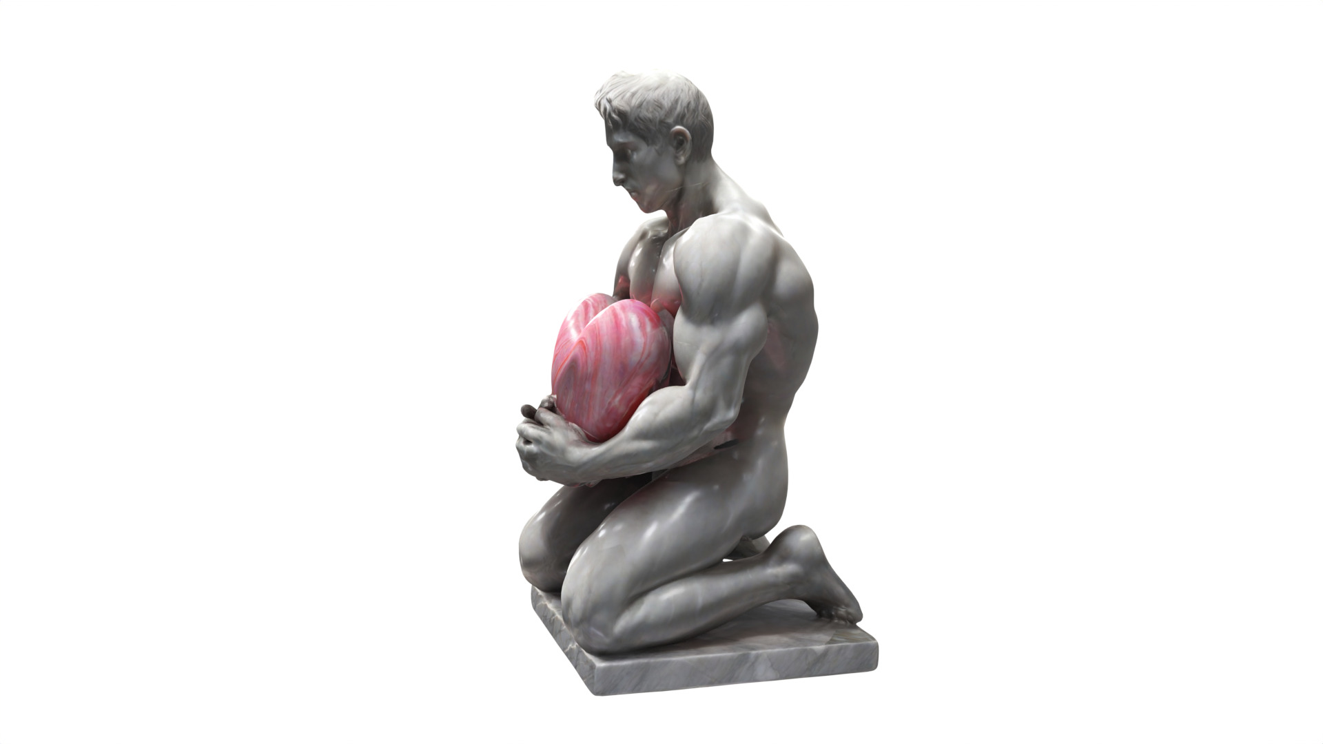 man holding heart gift Low-poly 3D model_4