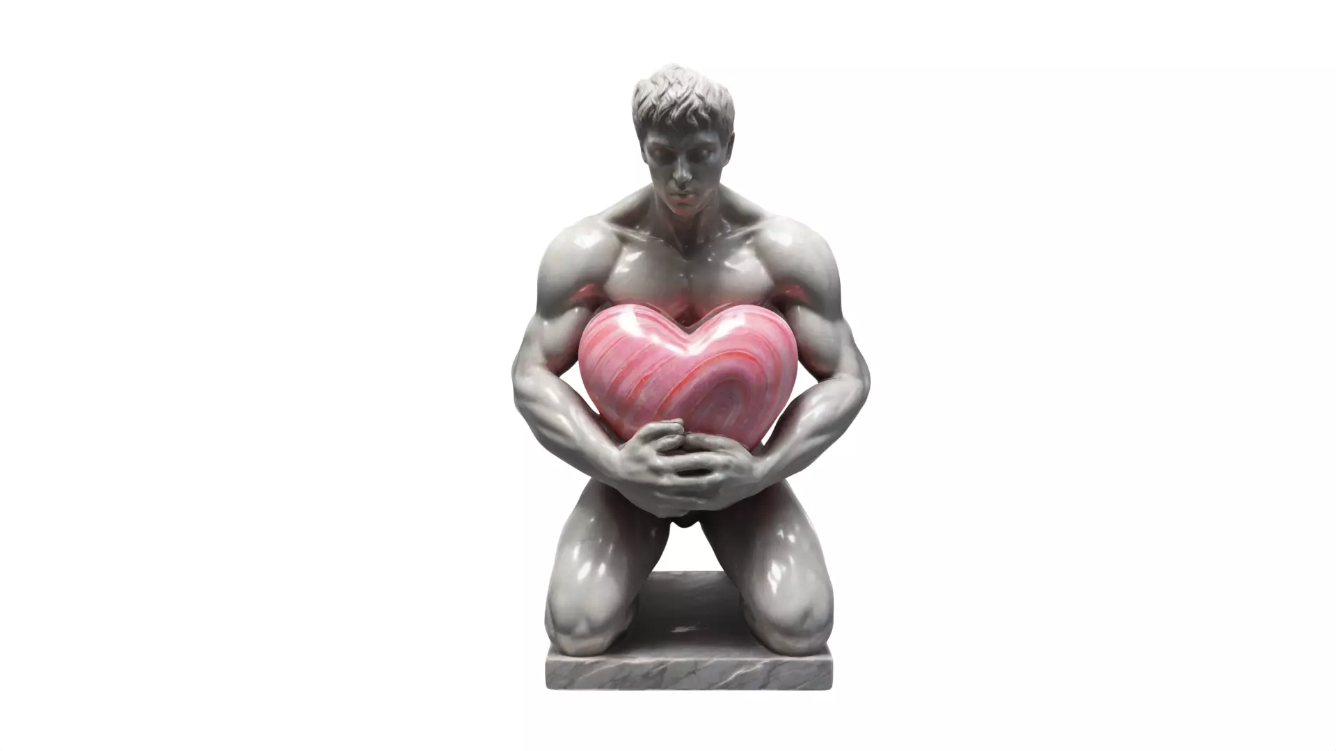 man holding heart gift Low-poly 3D model_0