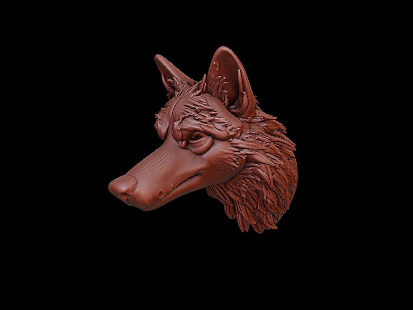 Wolf Animal Bust 3D print model_1