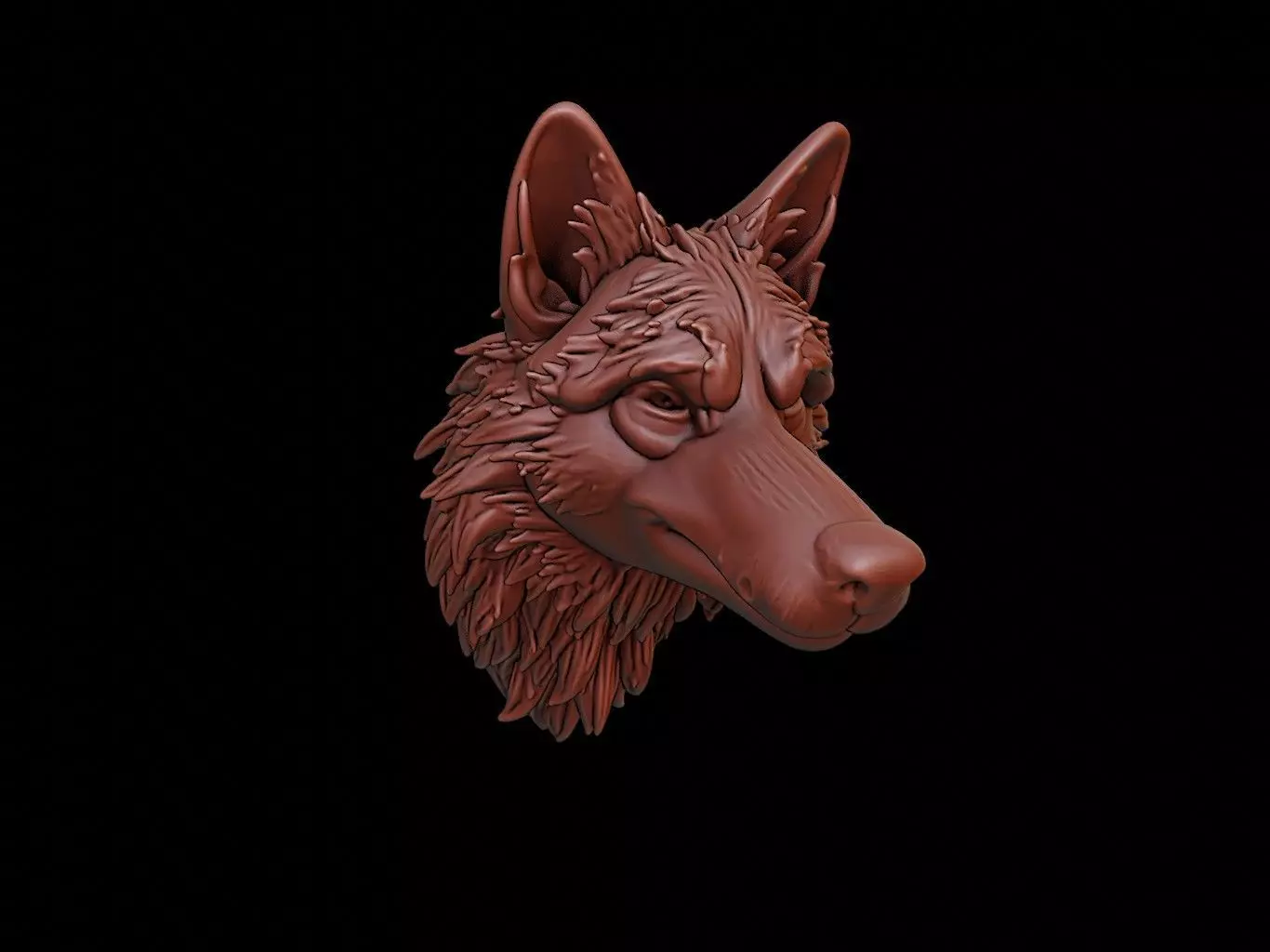 Wolf Animal Bust 3D print model_0