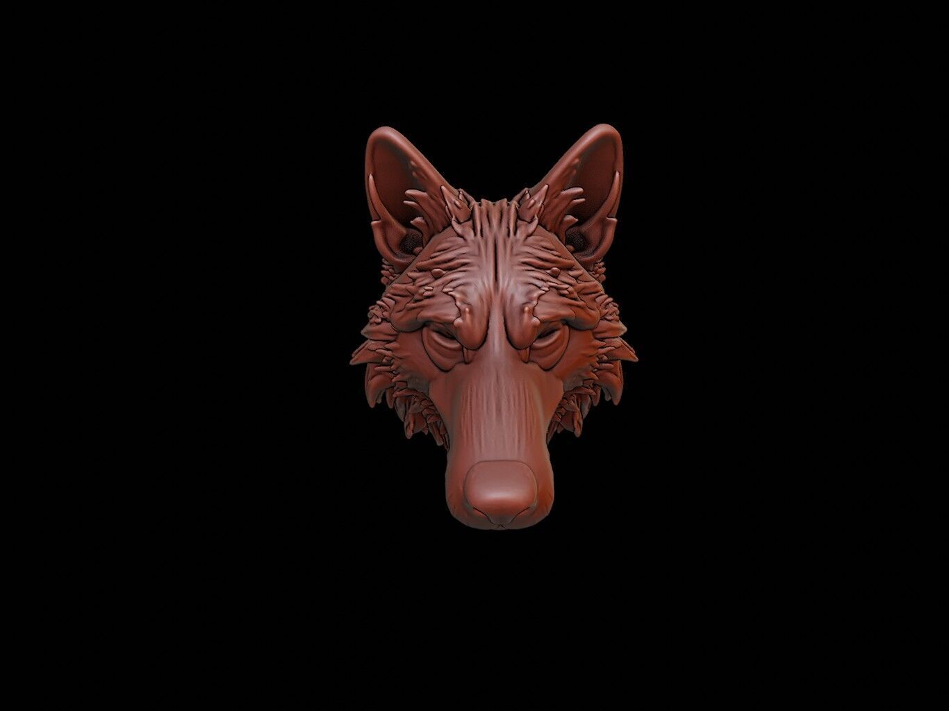 Wolf Animal Bust 3D print model_2