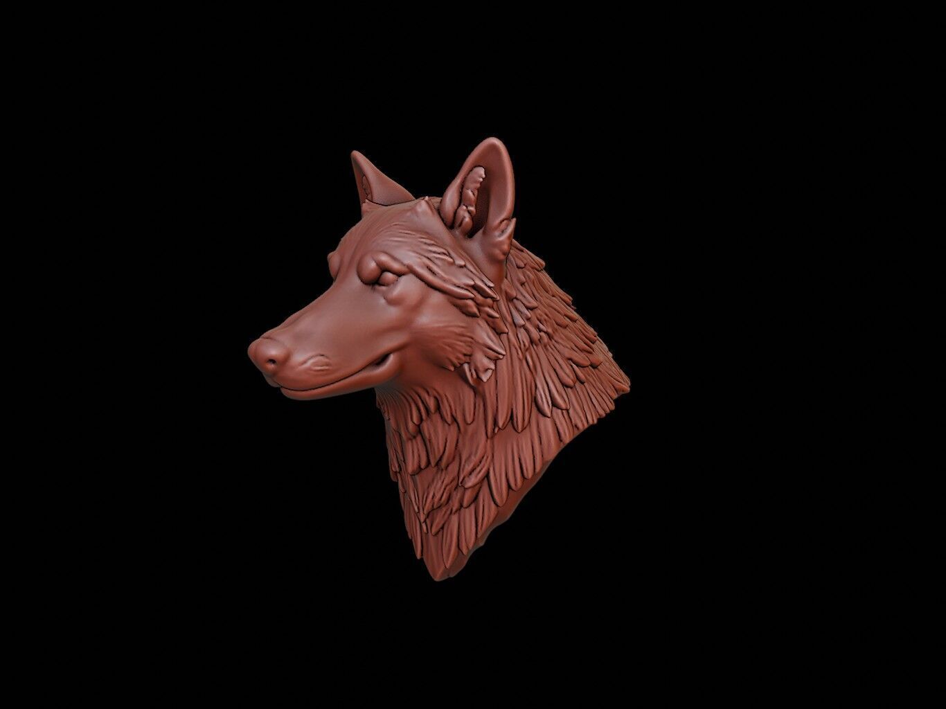 Wolf Animal Bust 3D print model_1