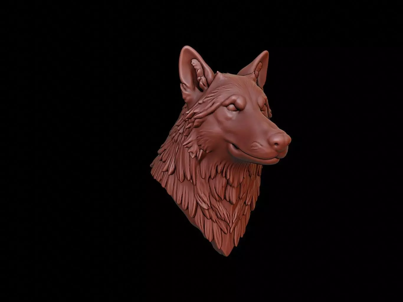 Wolf Animal Bust 3D print model_0