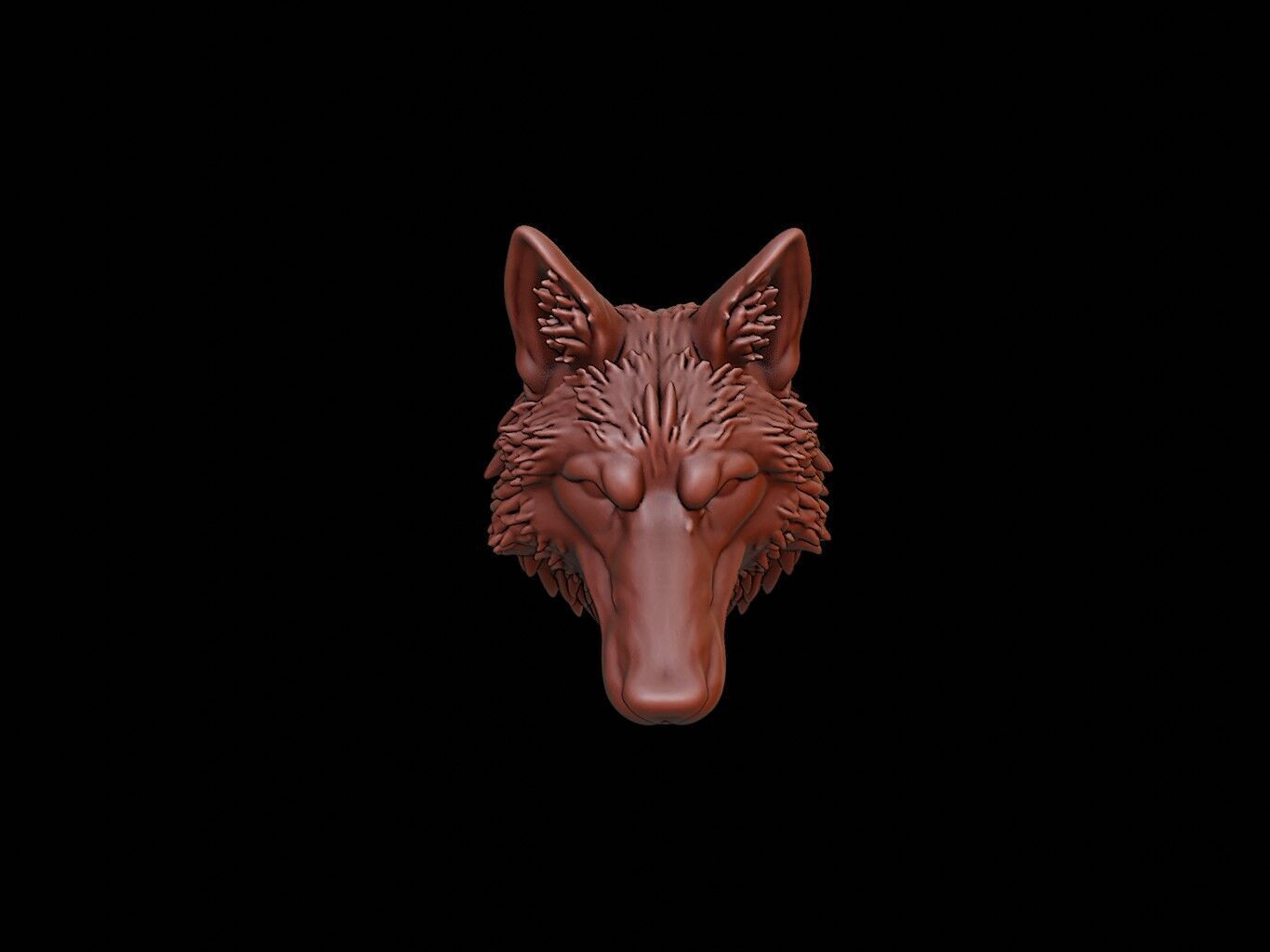 Wolf Animal Bust 3D print model_2