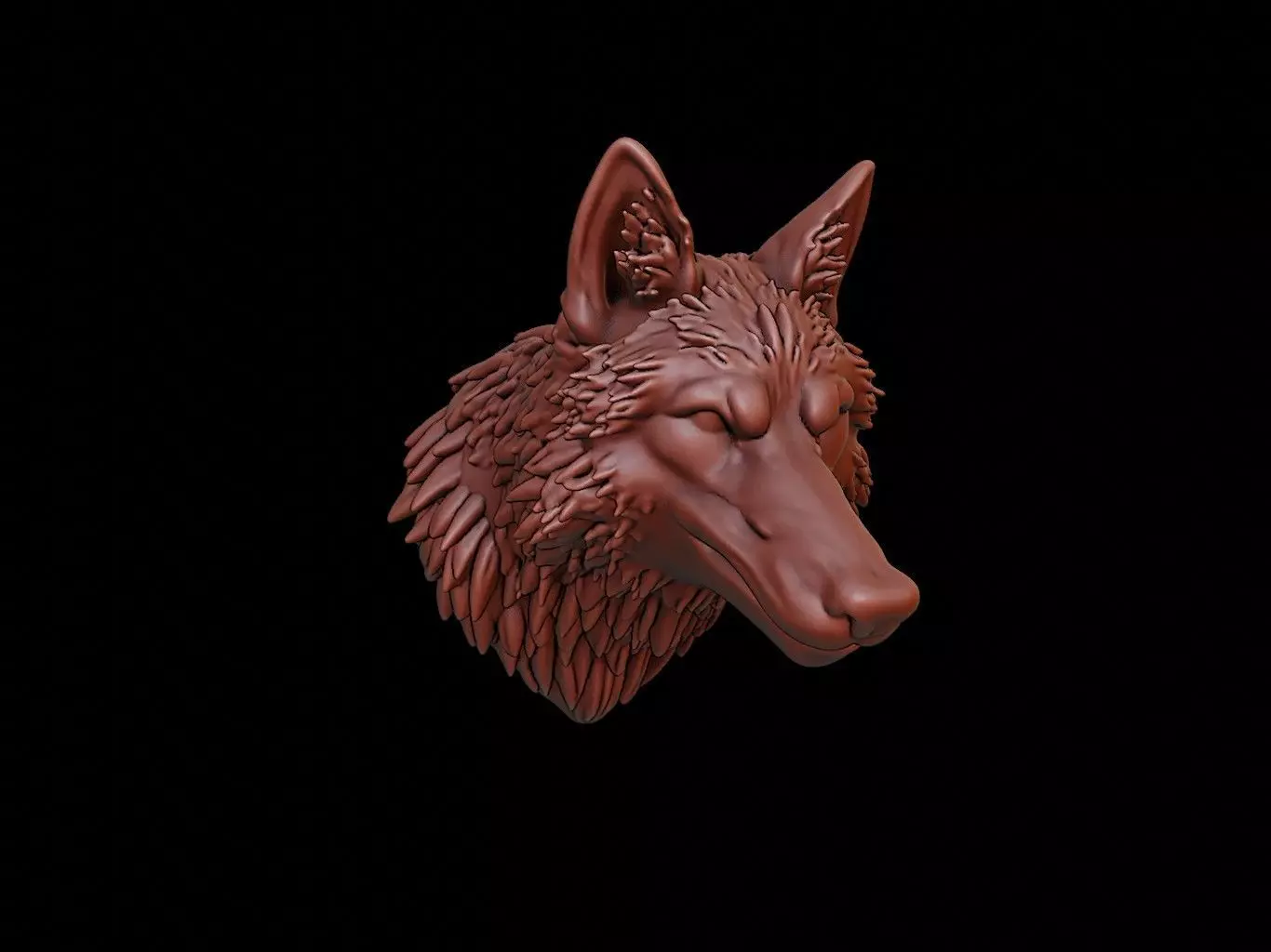 Wolf Animal Bust 3D print model_0