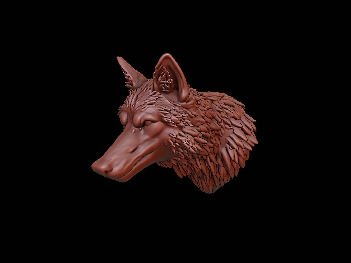 Wolf Animal Bust 3D print model_1