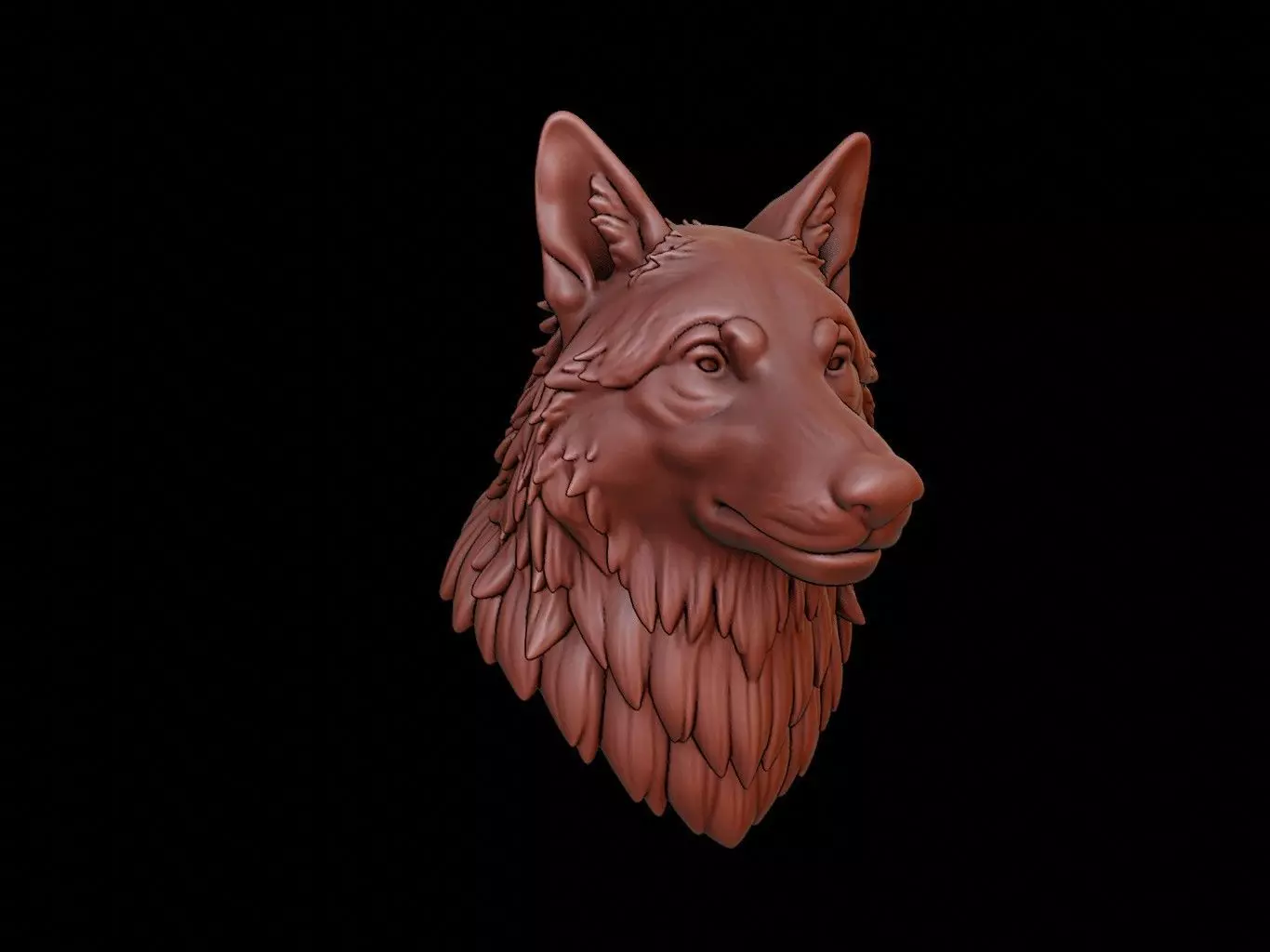 Wolf Animal Bust 3D print model_0