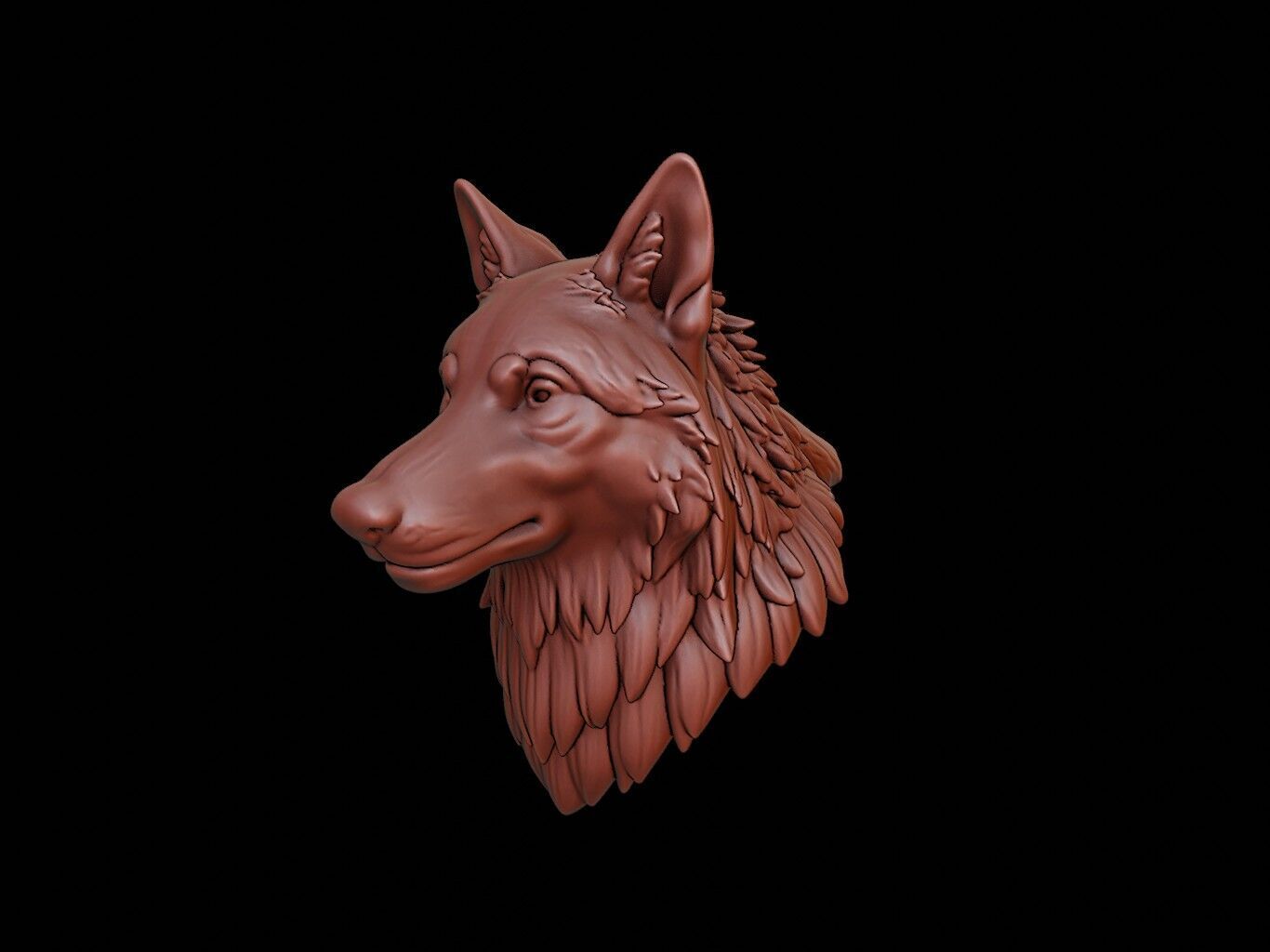 Wolf Animal Bust 3D print model_1