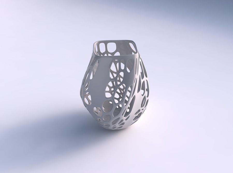 Vase low bulky helix with organic lattice with solid sides 3D print model_0