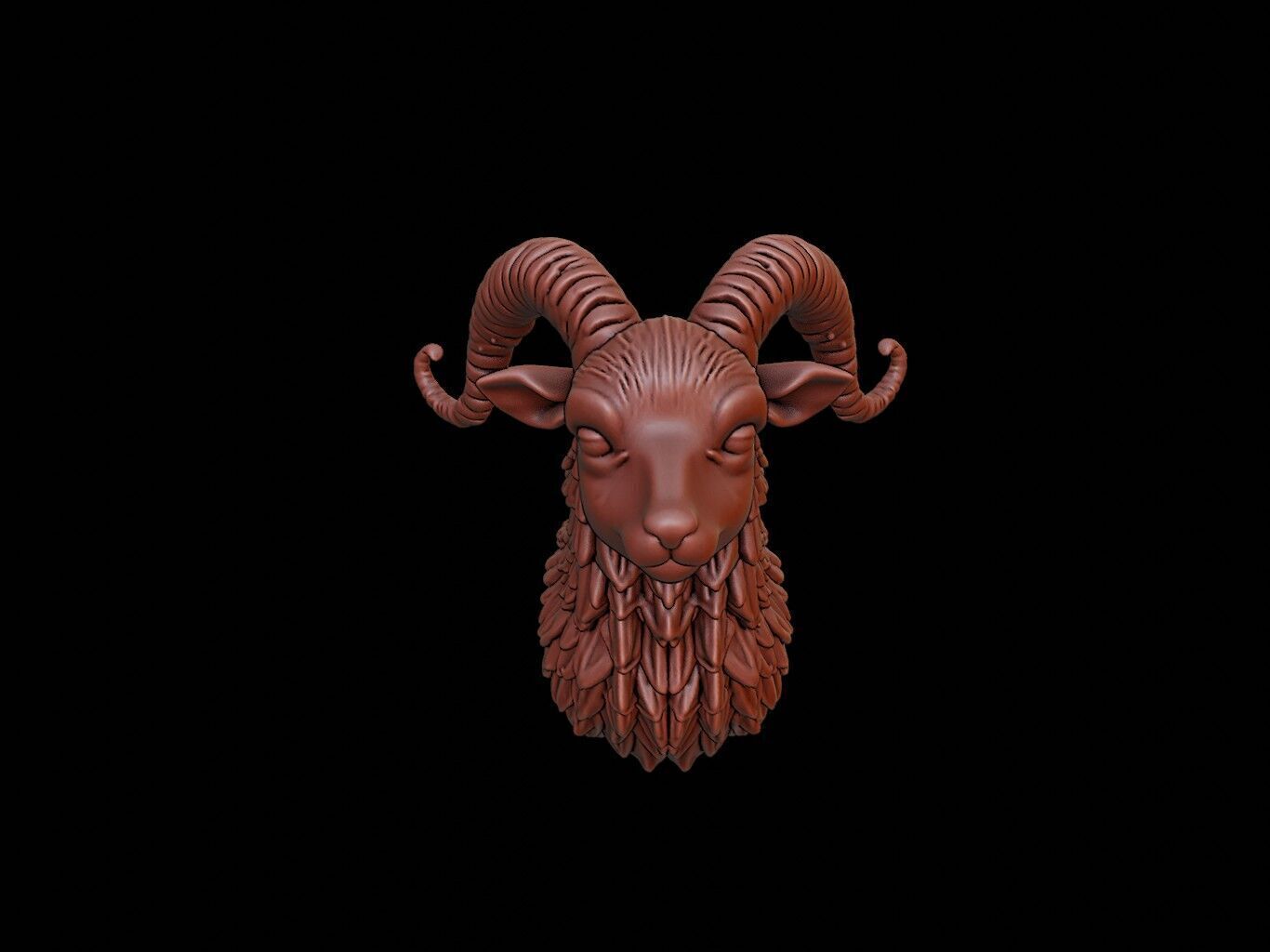 Ram Animal Bust 3D print model_2