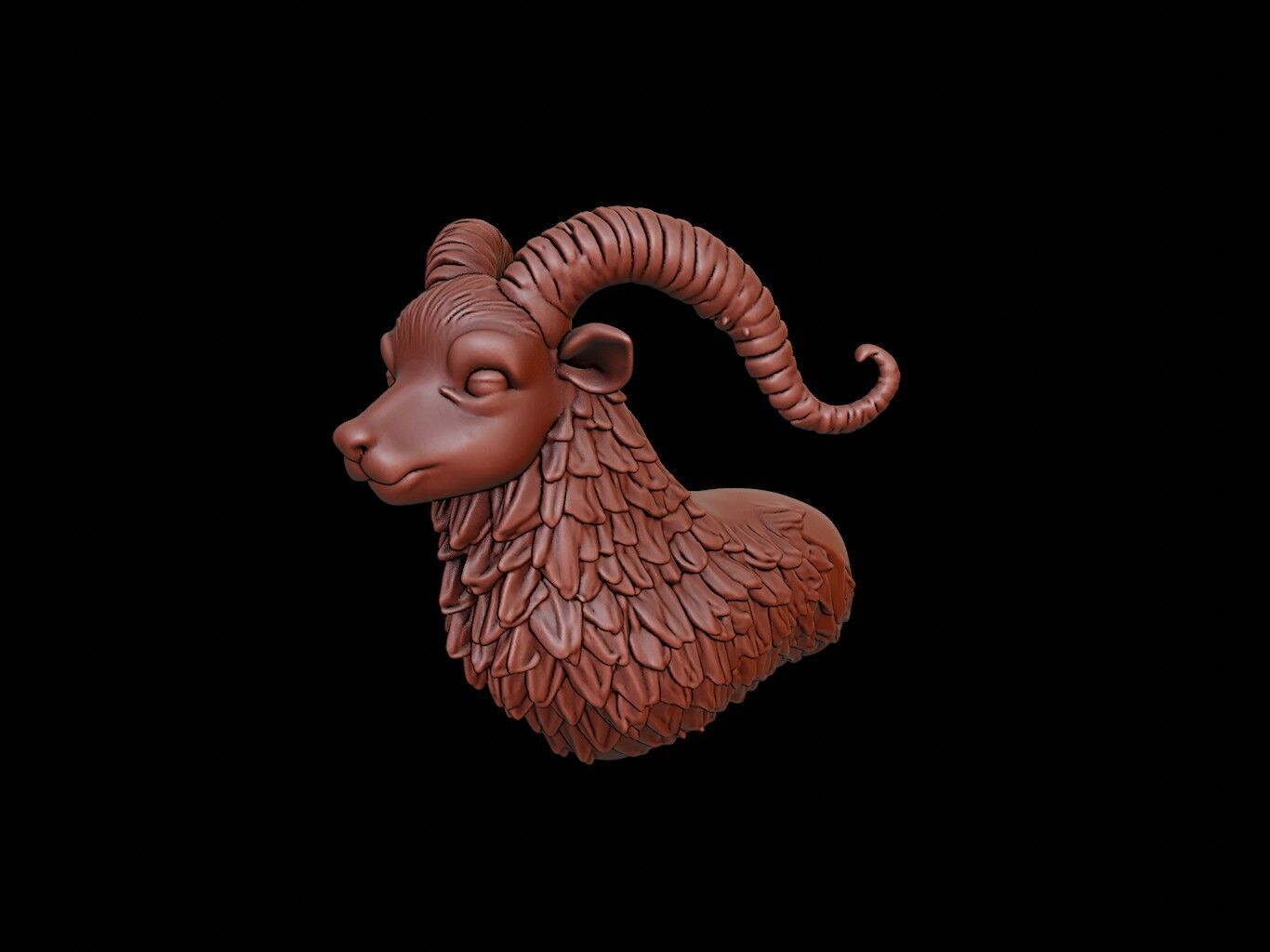 Ram Animal Bust 3D print model_1