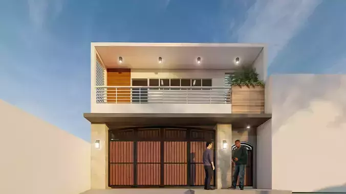 two storey garage with function hall 3D model