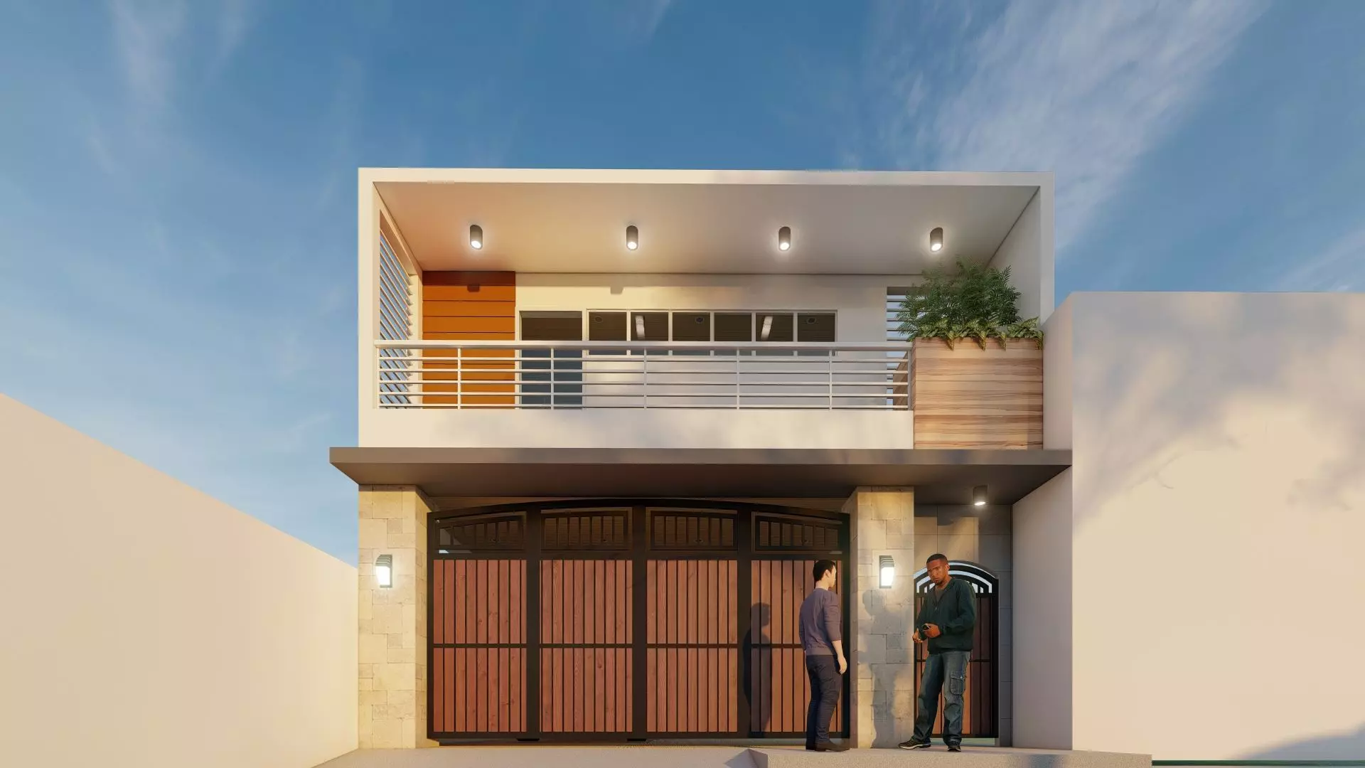 two storey garage with function hall 3D model