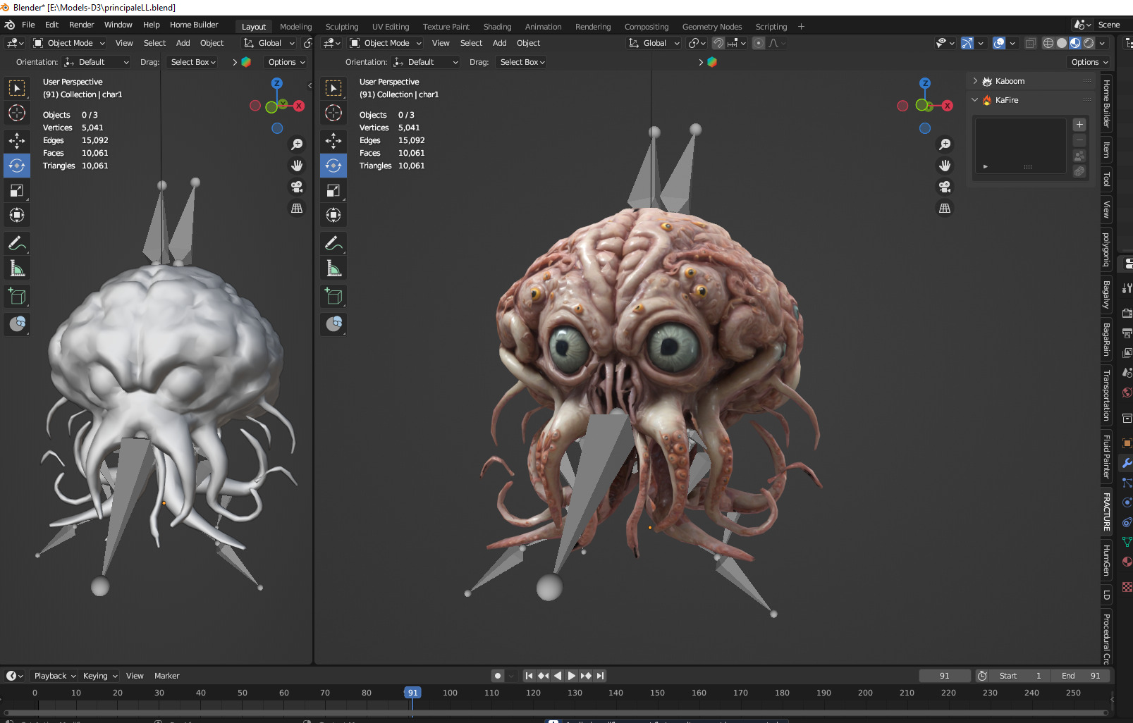 animated scarry brain Low-poly 3D model_2