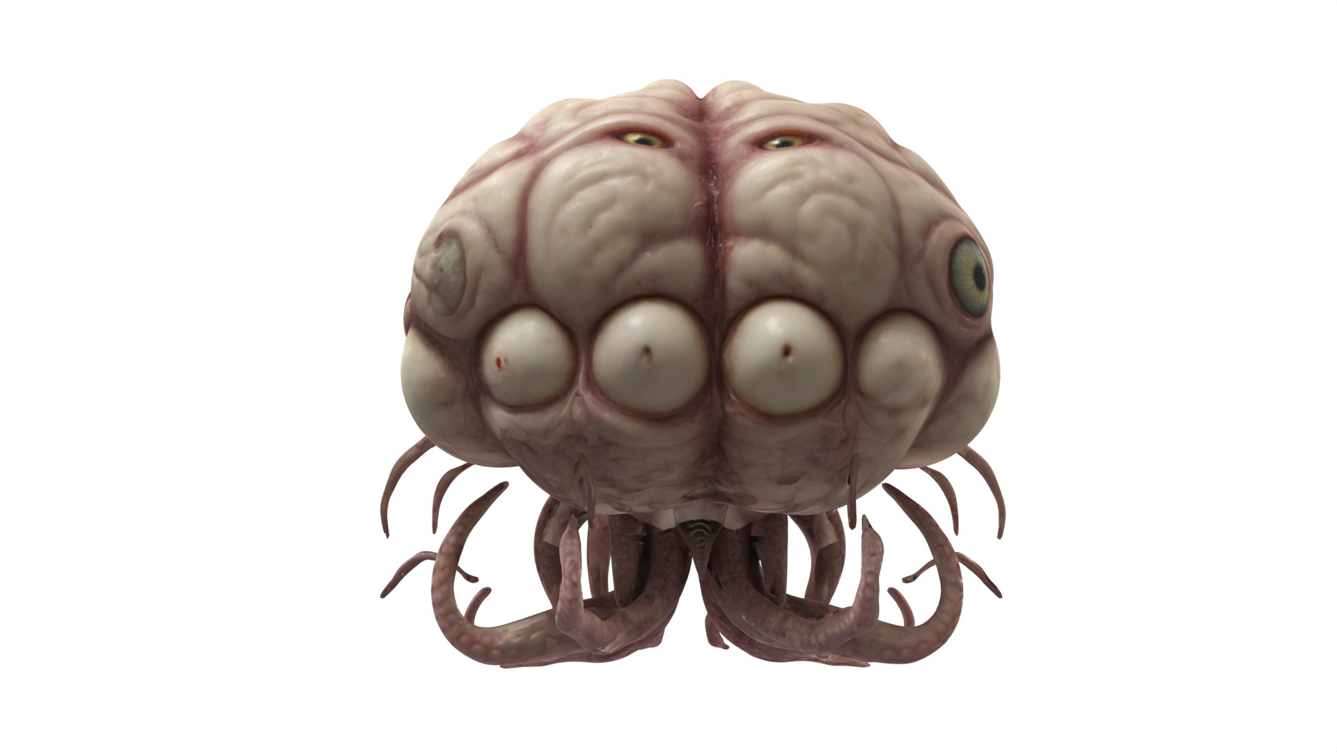 animated scarry brain Low-poly 3D model_3