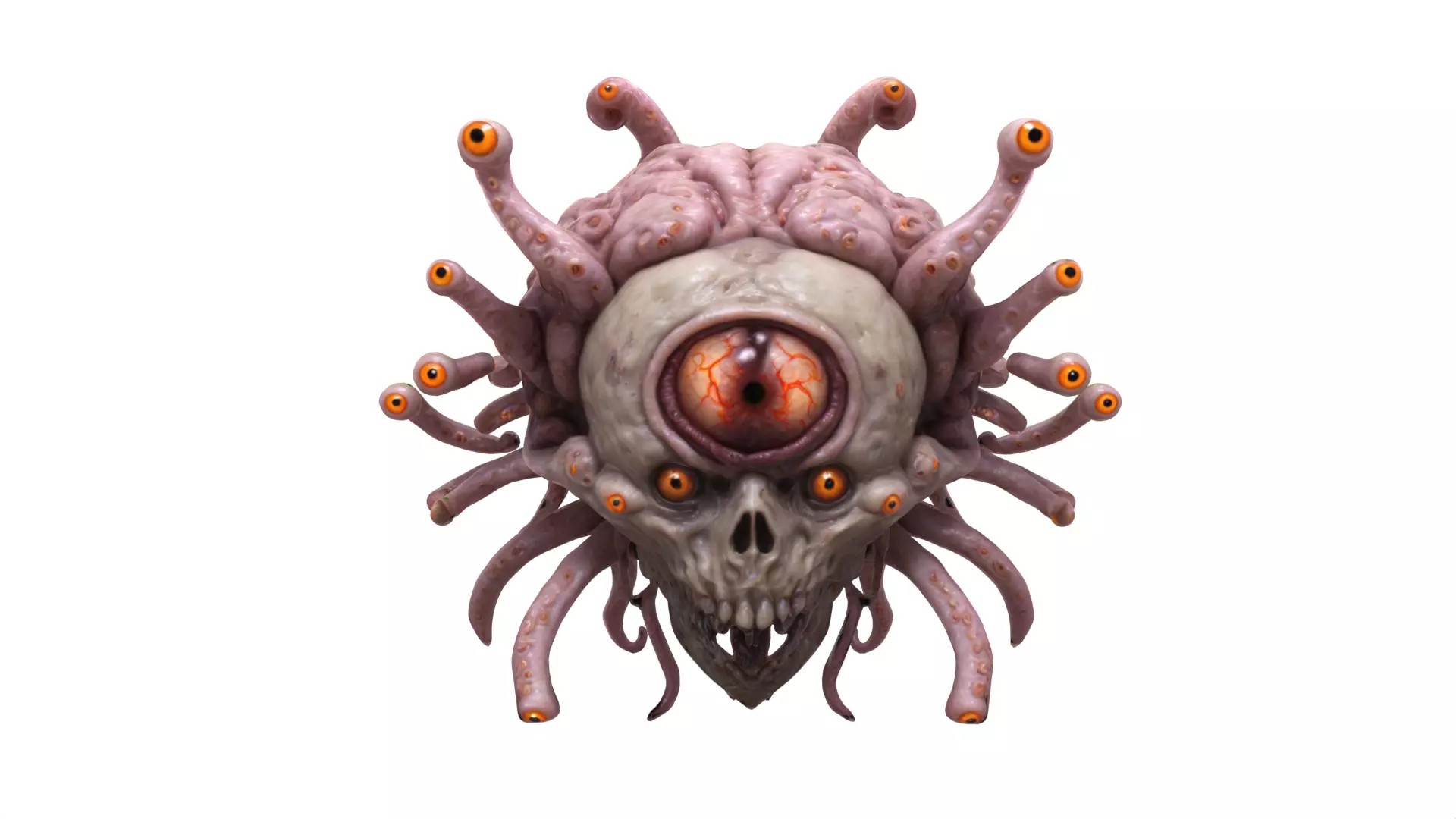 animated scarry brain Low-poly 3D model_0