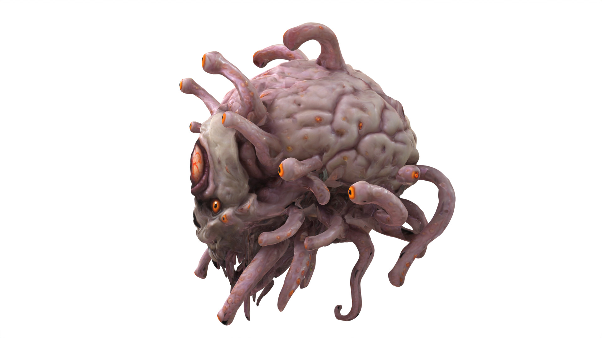 animated scarry brain Low-poly 3D model_3